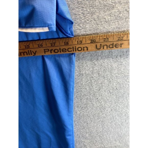 ADIDAS Climacool Mens S Electric & Navy Blue 1/4 Button Up POLO SHIRT - Picture 3 of 5